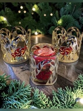 silver candle holders & votive, set of 3 new